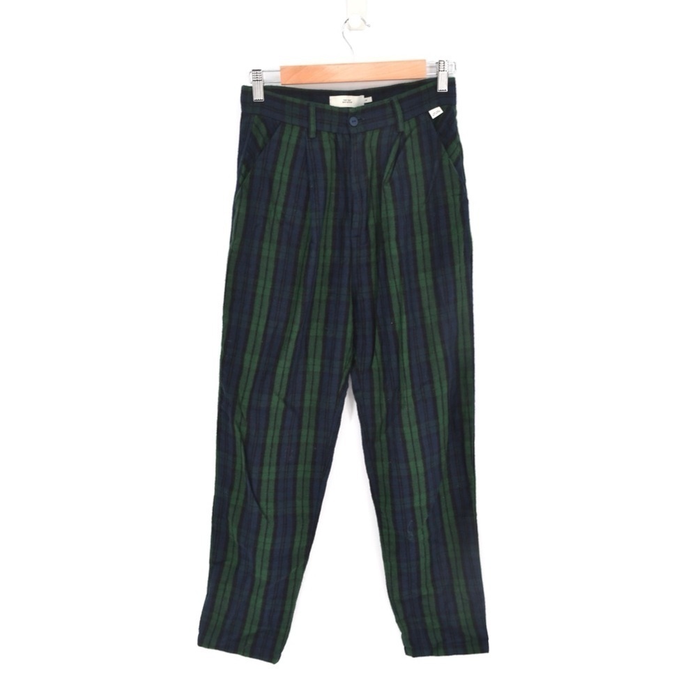 The Tiny Big Sister High Waist Blackwatch Plaid Trouser Pants Green Blue 36 US 4